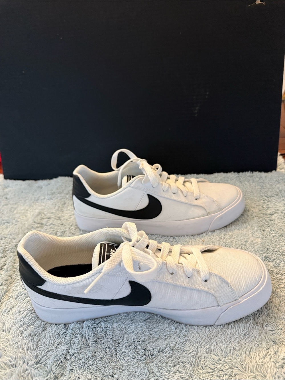 Women’s Nike Court Royale AC White Canvas Sneakers with Black Detailing - Picture 3 of 7